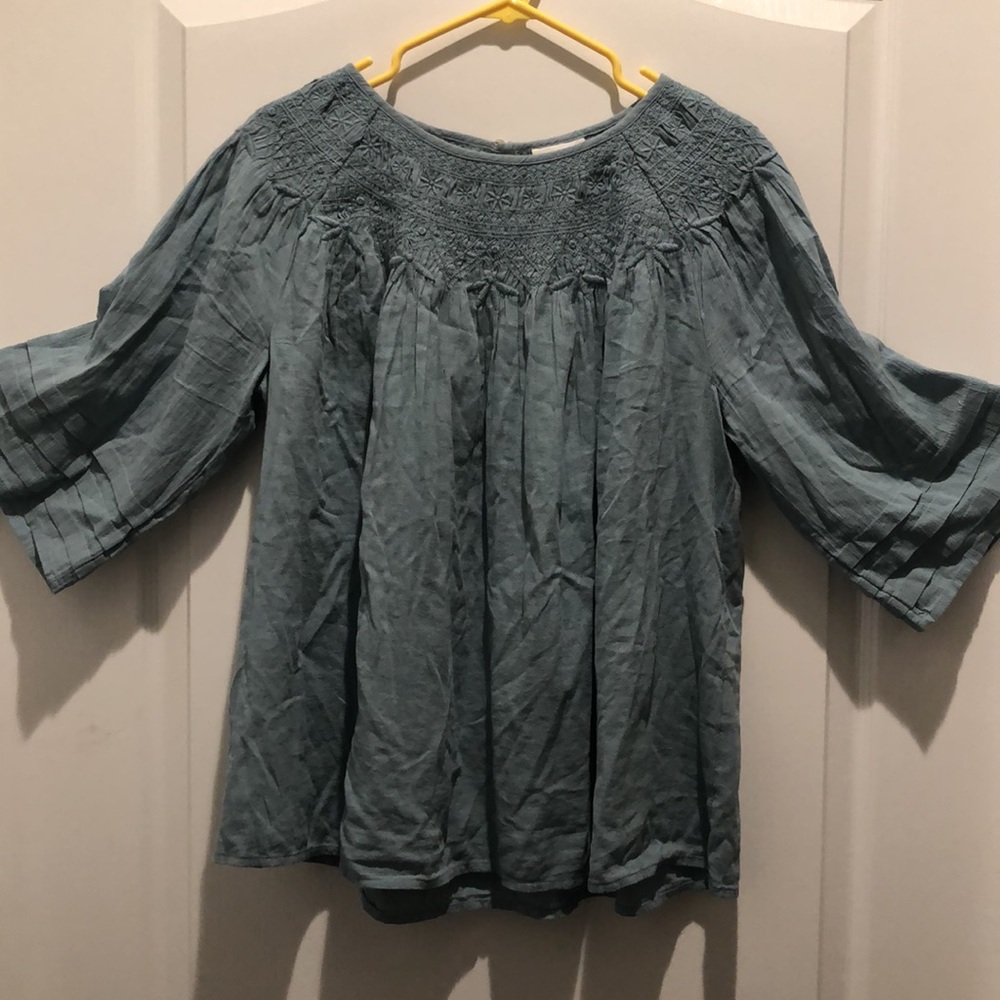 J Jill sea foam green short sleeve top, size S